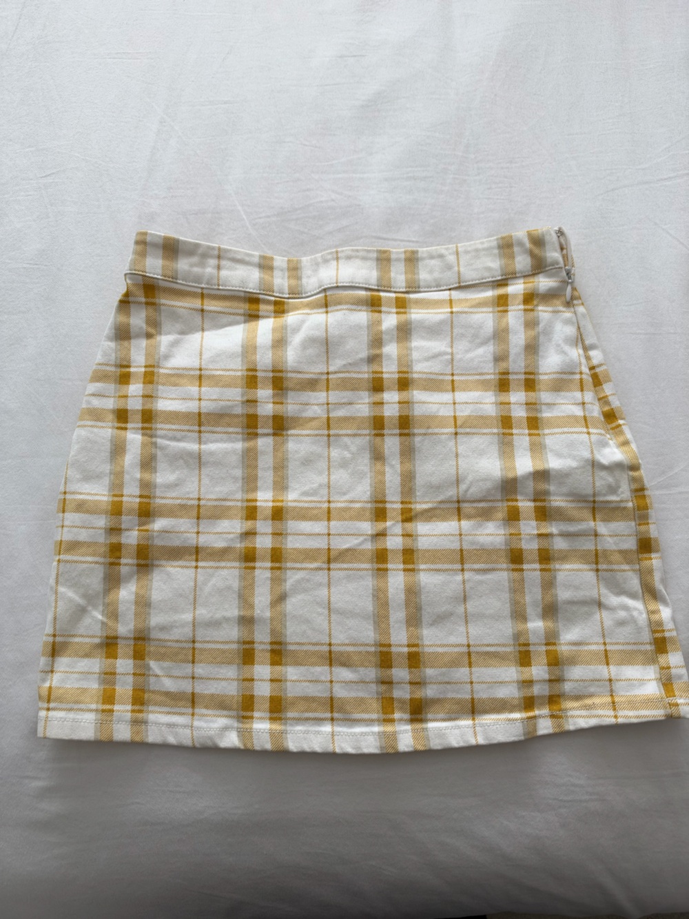 Women's Yellow Plaid Cotton Skirt